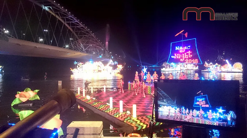 A festively lit outdoor stage at Magic of The Night, produced by MomentzKL